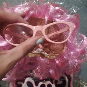 Hot Pink (Frenchy character) Grease costume wig w/Glasses set